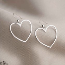 "Love" store hjerteøreringe i sølv