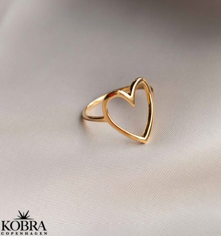 "Love" stor hjerte ring i guld