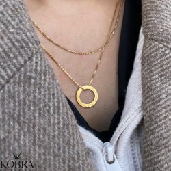 Love Wheel, guld halskde med rundt vedhng, inklusiv din gravering