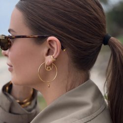 "Lover Hoops" creoler med aftagelige hjerter i 18k forgyldt