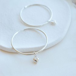 "Lover Hoops" creoler med aftagelige hjerter i s�lv