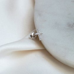 "Lucia" kors �rering s�lv 1 stk. 