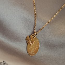 "Lucky" Firklver halskde med indgraveret vedhng i 18 karat forgyldt