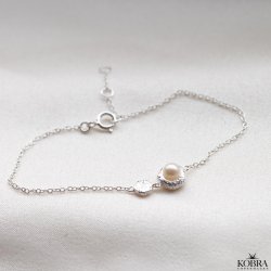 "Luna Mae" slv armbnd med ferskvandsperle samt hammerslet amulet