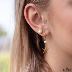 "Sea Of Love" 18 karat forgyldte reringe med sstjerner og gte perler