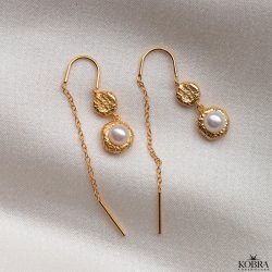 "Luna Mae" 18 karat forgyldte reringe med gte ferskvandsperler