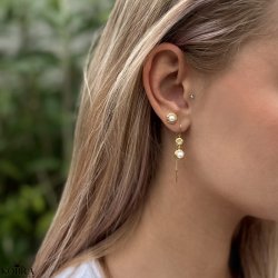 "Luna Mae" 18 karat forgyldte reringe / restikker med gte ferskvandsperler