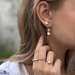 "Luna Mae" 18 karat forgyldte reringe / restikker med gte ferskvandsperler