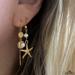 "Luna Mae" 18 karat forgyldte reringe med gte ferskvandsperler