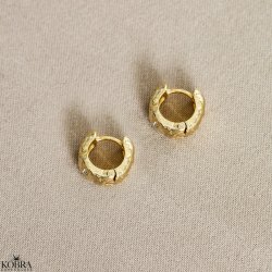 "Luna" Small chunky hoops with stones in gold