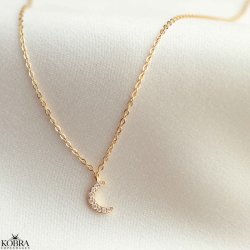 "Lunar" moon necklace with stones in gold