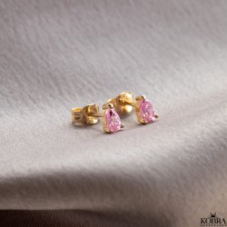 "Lise" gold earrings with pink zirconia stones