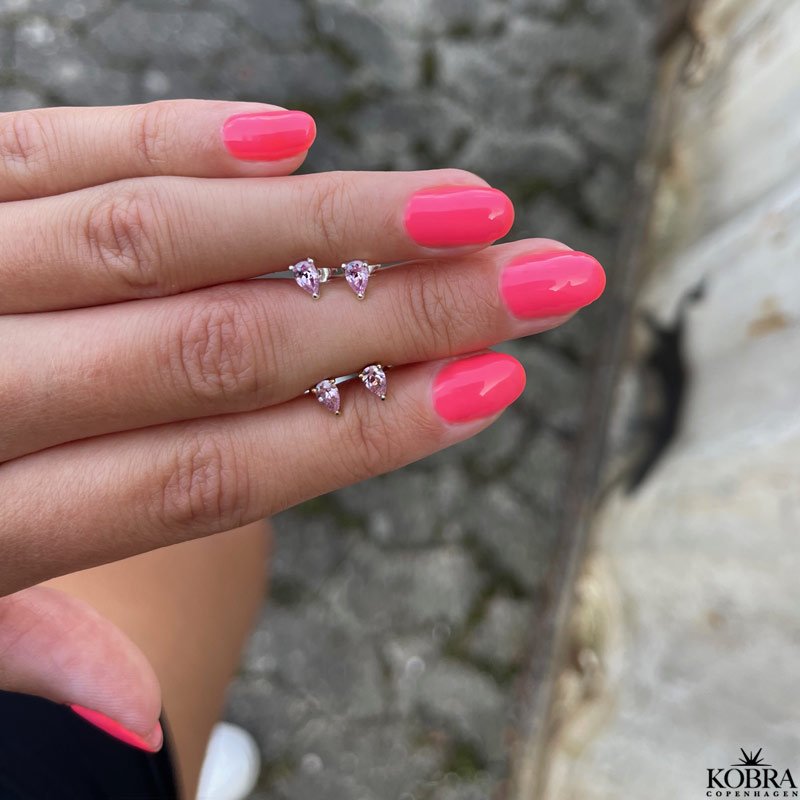 "Lise" silver earrings with pink zirconia stones