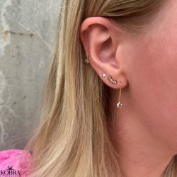 "Lise" gold earrings with pink zirconia stones