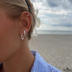 "Lise" silver earrings with pink zirconia stones