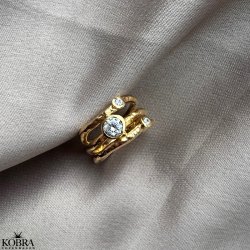 "Madalina" 18 carat gold plated 3-in-1 ring with stones
