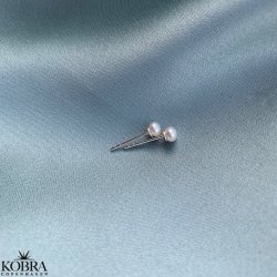 "Margrethe" silver earrings with freshwater pearls (3 mm pearl)