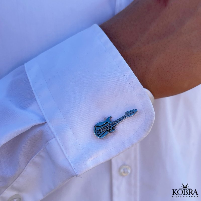 Manchetter i massivt sterling slv med guitarer