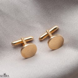 Runde guld manchet-knapper med personlig gravering inklusiv