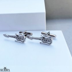 Manchetter i massivt sterling slv med guitarer