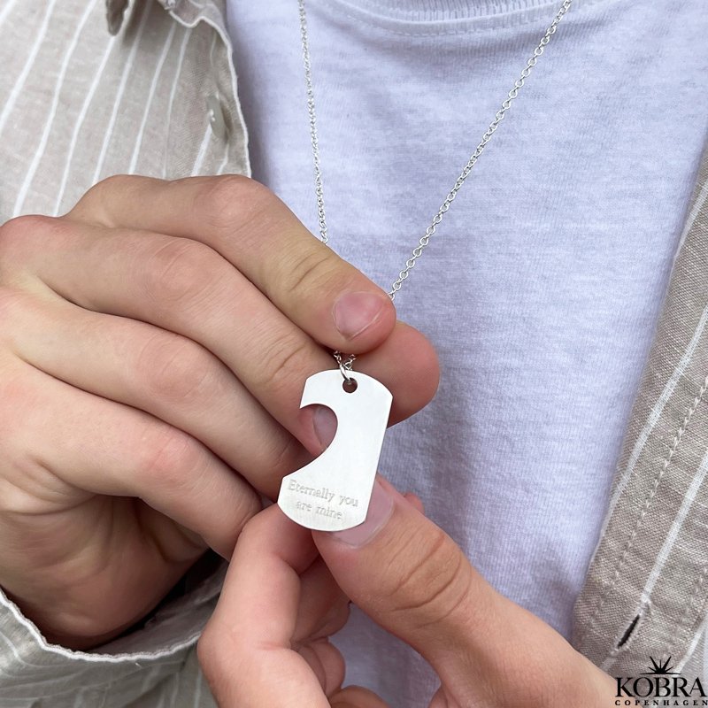 "You and Me" Dogtag i slv med slv hjerte inklusiv gravering