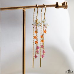 "Marbella" pearl earrings in pink / orange shades, 18 carat gold-plated