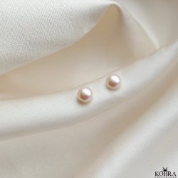 "Margrethe" silver earrings with freshwater pearls (7 mm)