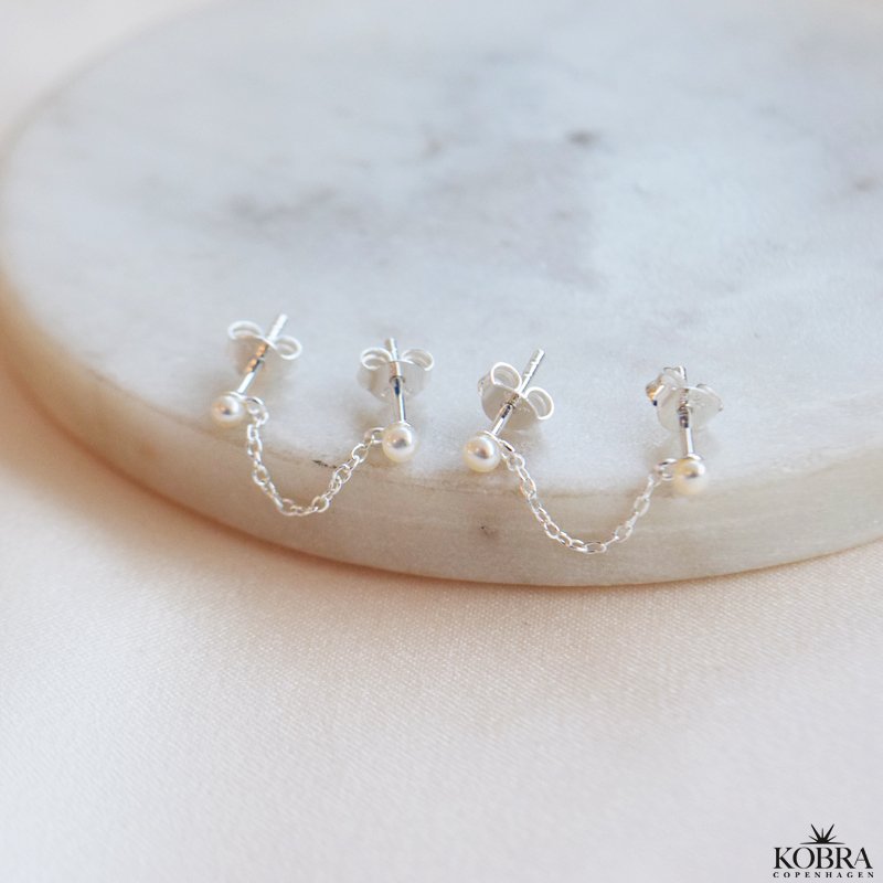 "Margrethe" slv reringe med perler til 2 huller