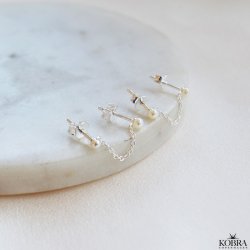 "Margrethe" slv reringe med perler til 2 huller