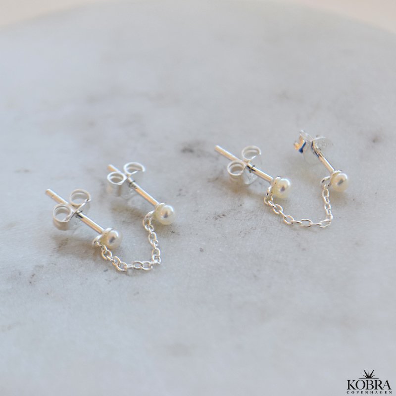 "Margrethe" slv reringe med perler til 2 huller