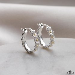 "Marguerit" hoops with silver flowers