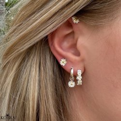 "Marguerit" hoops with silver flowers
