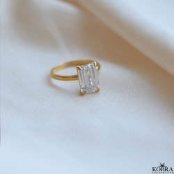 "Martini" Solitaire Ring  18k forgyldt slv med zirkonia sten