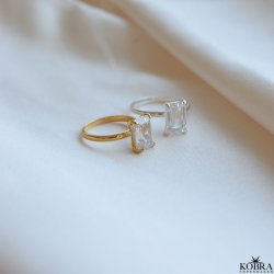 "Martini" Solitaire Ring  18k forgyldt slv med zirkonia sten