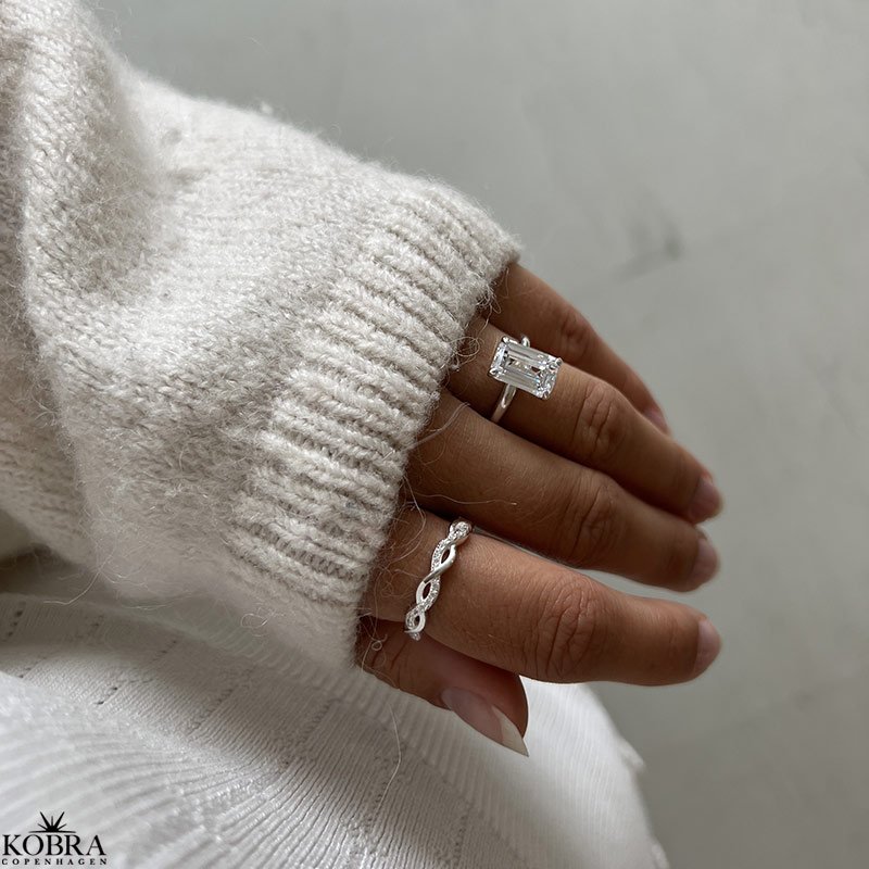 "Martini" Solitaire slv ring med stor zirkonia sten