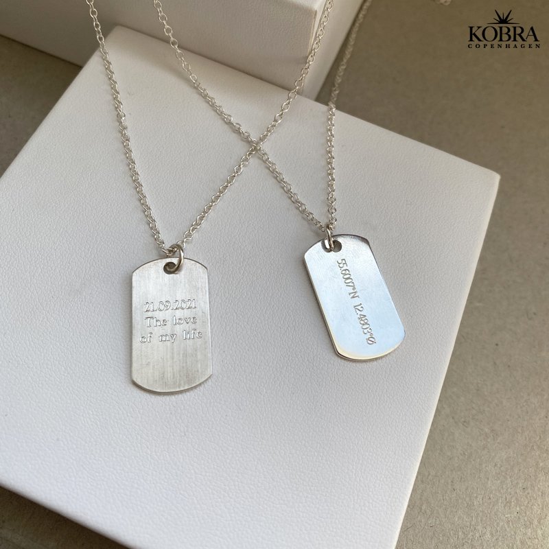 "Tyler" Dogtag halskæde i sølv med gravering