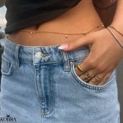 "Wilma" belly chain 18 carat goldplated with 10 genuine freshwater pearls