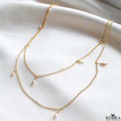 "Wilma" belly chain 18 carat goldplated with 10 genuine freshwater pearls