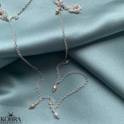 "Wilma" belly chain in silver with 10 real freshwater pearls