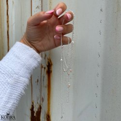 "Wilma" belly chain in silver with 10 real freshwater pearls