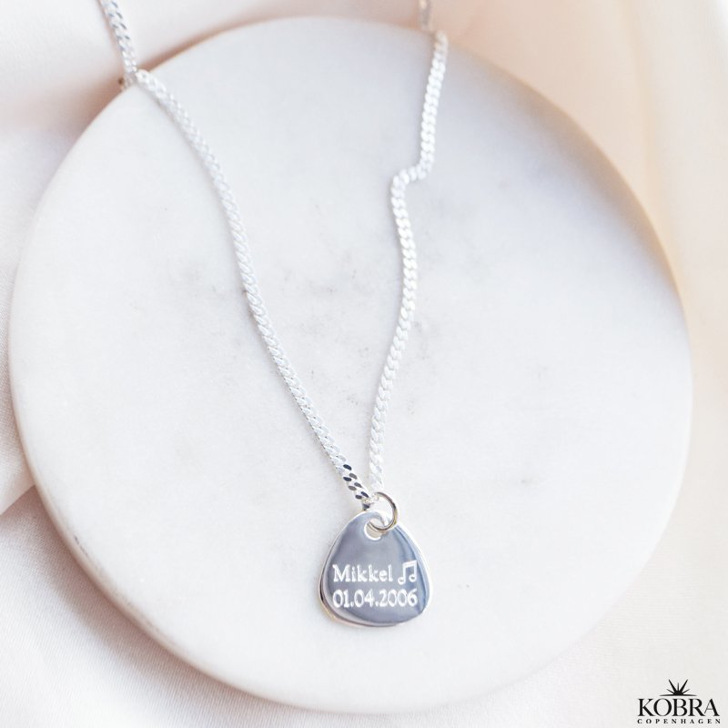 "Mavis" Sterling Silver Graverat halsband fr mn