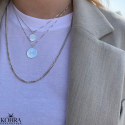 "Mayday Circle" Mini sterling slv halskde med gravering