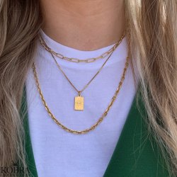 "Mayday" Mini firkantet guldhalskde med gravering