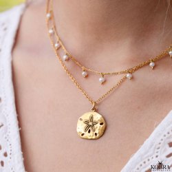 "Mayflower" guld halskde med hammerslet amulet