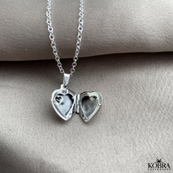 "Jasmin" hjerte medaljon i slv