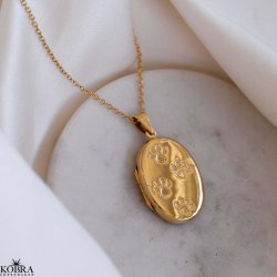 "Loyal" 18 karat forgyldt oval medaljon med poter