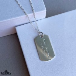 "Hector" slv Dogtag halskde (str. L) med personlig gravering