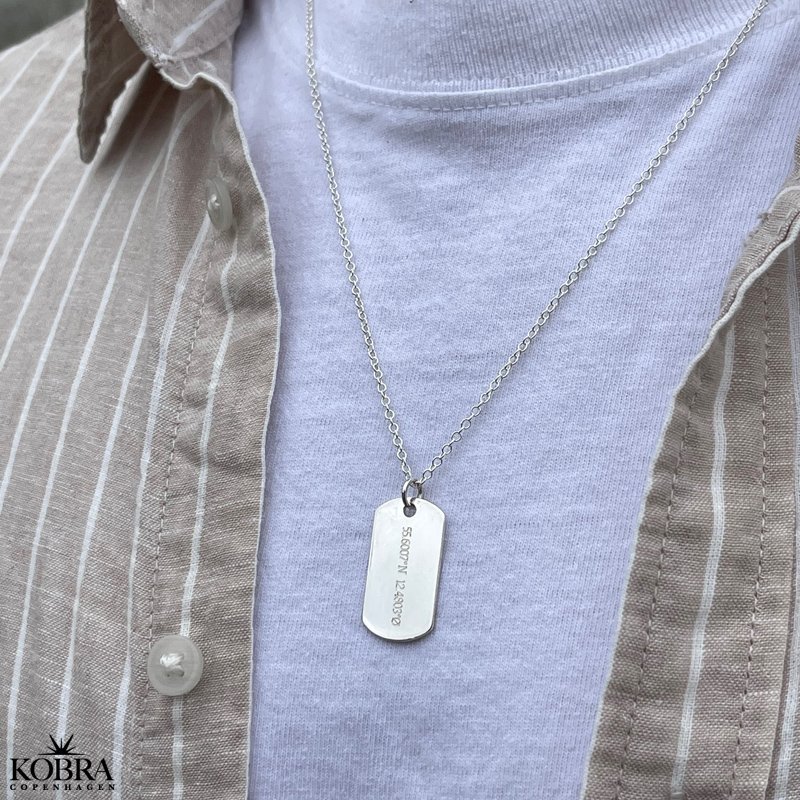 "Tyler" Dogtag halskæde i sølv med gravering