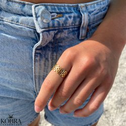 "Melbourne" guld ring med mnster