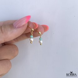 "Melissa" guld ørestikker med hvide ferskvandsperler